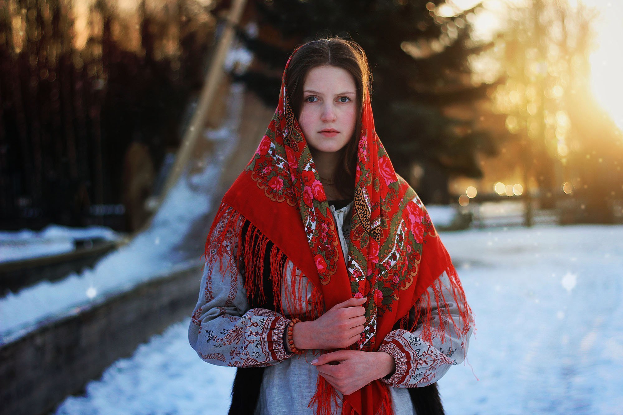 Girls in Slavic costumes in Yuncheng